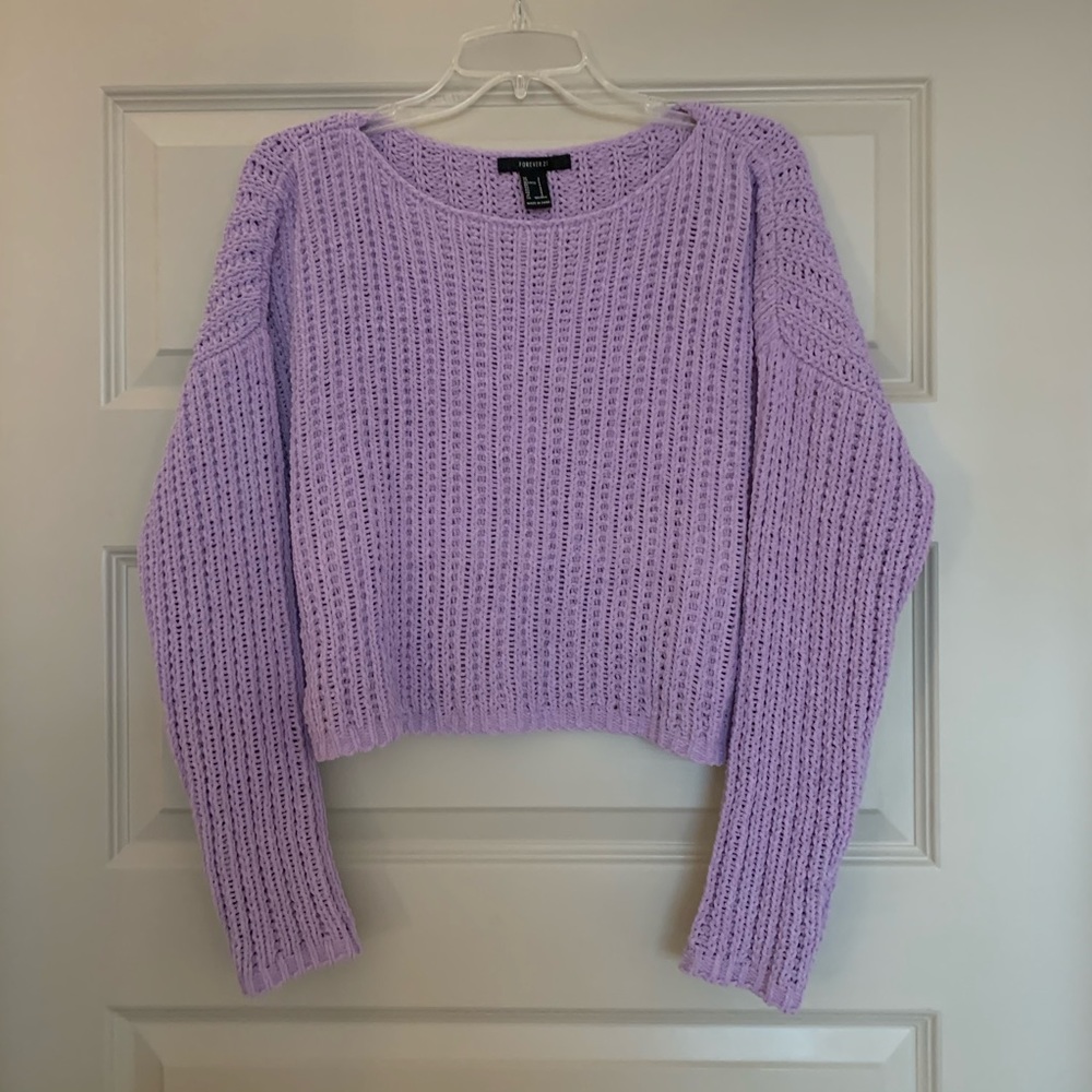 Forever 21 Chenille Crop Lavender Sweater